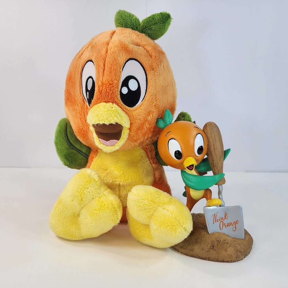 NWT Disney Parks Orange Bird Plush and Statue Set